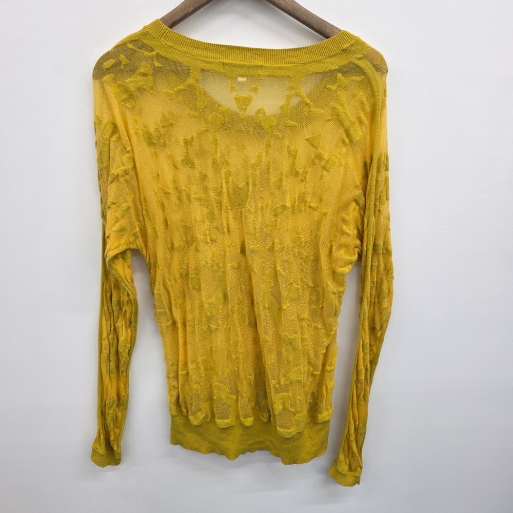Cabi Womens L Yellow Burnout Sheer Lightweight Textured Knit Long Sleeve Top - Picture 4 of 12